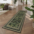 Rugcomf 2x6 Runner Rug Impressionist-Style Vintage Kitchen Rugs Non Slip Washable Soft Carpet Runner for Kitchen Laundry Bedroom Bathroom, Green