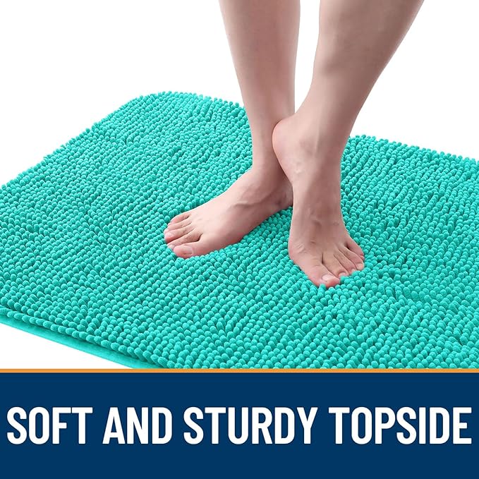 OLANLY Dog Door Mat for Muddy Paws 47x32, Absorbs Moisture and Dirt, Absorbent Non-Slip Washable Doormat, Quick Dry Chenille Mud Mat for Dogs, Entry Indoor Entryway Carpet for Inside Floor, Teal
