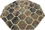 Rugs.com Lattice Frieze Collection Rug – 6 Ft Octagon Blue Multi Medium-Pile Rug Perfect for Living Rooms, Kitchens, Entryways