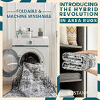 Istana Stylish 10x14 Foldable Machine Washable Dark Grey Area Rugs