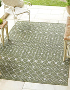 Unique Loom Outdoor Trellis Collection Area Rug - Tribal Trellis (3' 3" x 5' 3" Rectangle, Green/ Natural)