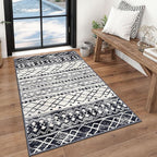 KUTA Boho Moroccan 3x5 Rugs for Entryway, Black Non-Slip Washable Low-Pile Living Room Area Rug, Ultra Soft Distressed Geometric Print Throw Carpet for Entrance, Bedroom, Nursery, Dorm, Kitchen