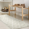 Antep Rugs Palafito 2x5 Geometric Shag Diamond High-Low Pile Textured Indoor Area Rug (White, 2' x 5')