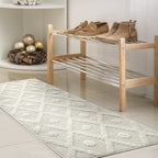 Antep Rugs Palafito 2x5 Geometric Shag Diamond High-Low Pile Textured Indoor Area Rug (White, 2' x 5')