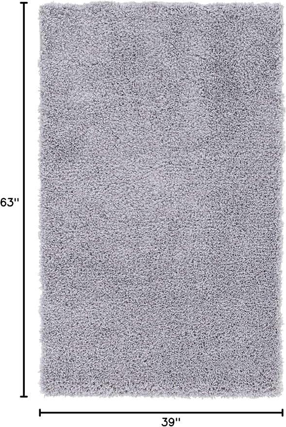 Unique Loom Davos Shag Collection Area Rug - Solid (3' 3" x 5' 3" Rectangle, Sterling)