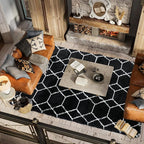ONASAR Area Rugs for Bedroom Living Room, Fluffy 4x6 Black and White Rug, Geometric Washable Shaggy Plush Bedside Indoor Floor Carpet for Nursery Kids Teens Girls Boys Dorm Home Office Decor