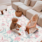 Pink Rug Bow Floral Rugs for Girls, 2x3 Washable Small Area Rug for for Entryway, Kitchen, Front Door Indoor Entrance, Non Slip Carpet for Bathroom Bedroom Living Room