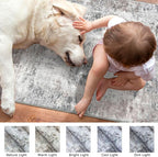Modern Abstract 3x14 Runner Rug, Beige Grey Neutral Washable Long Kitchen Runner Non-Slip Soft Hallway Rug Runner Thin Print Faux Wool Floor Carpet for Hall Stair Entryway