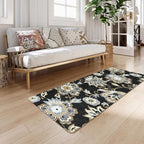 Lahome Floral 2x5 Washable Rug Runner - Black Entryway Kitchen Runner Rug Non-Slip Ultra-Thin Stain Resistant, Paisley Print Accent Carpet for Hallway Bedroom Laundry Living Room