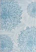 WITSHOCK 10x14 Washable Rug for Living Room,Modern Floral Distress Print Pattern Area Rugs,Stain Resistant with Non Slip Backing Carpet for Dining Room,Bedroom & Home Decor,Blue/Light Blue