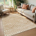 Wonnitar Moroccan Washable Area Rug 4x6, Non-Slip Rugs for Living Room, Boho Bedroom Throw Mat, Geometric Low Pile Floor Carpet for Home Office Mudroom Kitchen (Kakhi,4'x6')