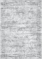 7x9 Area Rug for Living Room Washable Abstract Vintage Soft Thin Indoor Floor Non-Slip Carpet for Bedroom Dining Room Grey
