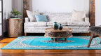 Unique Loom Reza Collection Traditional Persian Style Area Rug, 4 x 6 ft, Turquoise/Ivory