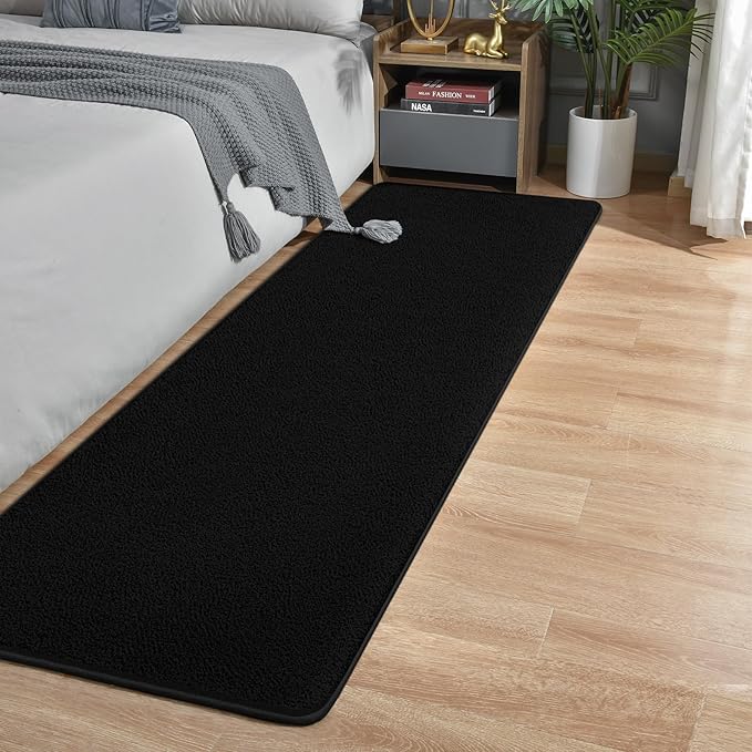Modern Hallway Runner Rug, 2x6 Rug Runners for Kitchen, Black Washable Long Runner Rugs for Hallways, Soft Indoor Carpet for Bedroom Bedside, Non-Slip Memory Foam Rugs for Entrance Living Room Décor