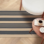 KOZYFLY Striped Front Door Mat 27.5x43 Inches Brown and Black Front Door Rug Cotton Washable Indoor Outdoor Rug Doormats Outdoor Small Striped Area Rugs for Kitchen Entryway Front Porch