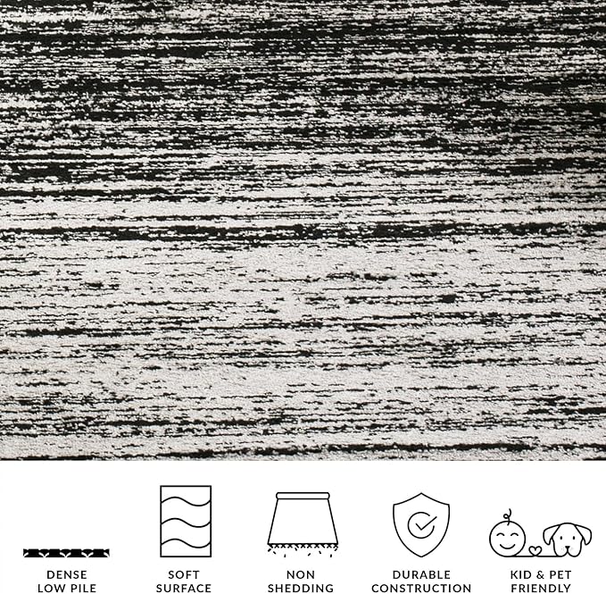 SAFAVIEH Adirondack Collection Area Rug - 6' Square, Silver & Black, Modern Ombre Design, Non Shedding & Easy to Clean, Ideal for Living Room, Bedroom, Office, Dining Space (ADR113A)