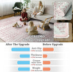2x3 Machine Washable Area Rug for Entryway, Pink Vintage Moroccan Rug Non-Slip Low Pile Soft Faux Wool Small Carpet, Kids and Pets Friendly for Bedroom Kitchen Hallway Home Decor Rug