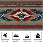 Navajo Rug 3x5 - Southwestern Tribal Ethnic Rustic Cabin Rugs for Bedroom Non Slip Low Pile Machine Washable Area Rugs for Living Room Kitchen, Navajo Carpet House Decor & Gifts