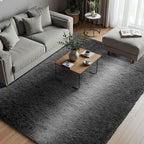 Zentavio Grey White Gradient Area Rugs for Living Room, Rugs for Bedroom 5x8 Fluffy Carpet Soft Shag Aesthetic Plush High Pile Gray Throw Rug for Nursery Kids Room Dorm
