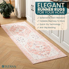 Istana Hallway Runner Rug 2x6 - Pink Kitchen Rugs Non Slip Washable -Silk's Soft Touch Carpet Runner - Stylish Rug Runner for Home