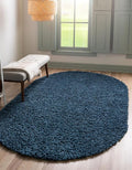 Unique Loom Davos Shag Collection Area Rug - Solid (7' 10" x 10' Oval, Marine Blue)