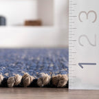 nuLOOM 2x3 Elfriede Jute & Cotton Hand Woven Area Rug, Blue, Solid Rustic Farmhouse Style, Weaved Design, Natural Fiber, For Bedroom, Living Room, Dining Room, Hallway, Office, Entryway
