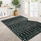 Lahome Moroccan Black Rug for Bedroom Washable Area Rugs 4x6 Non-Slip Ultra-Thin Living Room Carpet Stain Resistant Throw Entryway Indoor Mat, Geometric Print Modren Carpet Rug for Office Kitchen