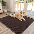OLANLY Front Door Mat Indoor Outdoor Entrance, Waterproof Heavy Duty Doormat, Fade Resistant, Low Profile, Easy Clean Patio Porch Welcome Floor Mats for Entry, 40x32, Brown