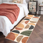 MUJOO Boho Runner Rug Washable,2x6 Area Rugs for Hallways Kitchen Bathroom Bedroom Entryway,Non Slip Carpet Long Mat Indoor,Soft Modern Abstract Bohemian Terracotta