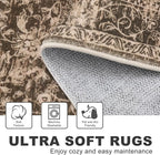 KILOCOCO Hallway Runner 2x5 Kitchen Runner Rug Printed Vintage Floral Washable Non-Slip Runners for Hallways Laundry Room Rugs Distressed Boho Rug Runners for Bedroom, Rust Brown Red