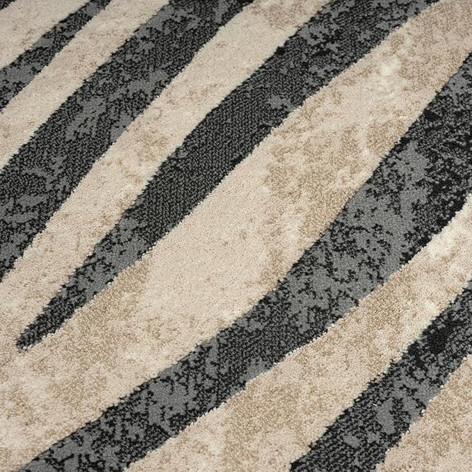 Abani Terra Area Rug for Living Room, Bedroom - Zebra Pattern - Black Cream - 9' x 12' - Durable & Easy to Clean
