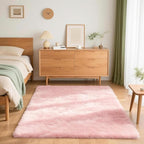 4x6 Solid Fluffy Pink Area Rug – Washable, Durable, Living Room Rug, Non-Slip High Pile Shag Rugs for Bedroom, Living Room, Bedside, Dorms, Nursery Rooms, Kids Room, Soft Indoor Floor Carpet
