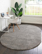Unique Loom Solo Collection Area Rug - Calabasas (7' 10" x 10' Oval, Gray)