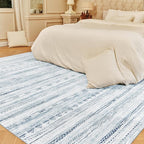 4x6 Area Rugs for Living Room Machine Washable Rug Distressed Indoor Carpet Neutral Moroccan Boho Rug Ultra Soft Area Rug for Bedroom Dining Room Playroom Office, Blue