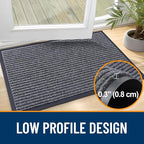 OLANLY Front Door Mat Indoor Outdoor Entrance, Waterproof Heavy Duty Doormat, Fade Resistant, Low Profile, Easy Clean Patio Porch Welcome Floor Mats for Entry, 71x30, Grey