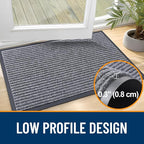 OLANLY Front Door Mat Indoor Outdoor Entrance, Waterproof Heavy Duty Doormat, Fade Resistant, Low Profile, Easy Clean Patio Porch Welcome Floor Mats for Entry, 47x17, Light Gray