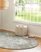 Unique Loom Isabella Collection Area Rug - Adjani (7' 10" x 10' Oval, Green/ Ivory)