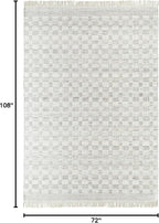 Mark&Day Wool Rugs, 6x9 Clinten Solid and Border Light Gray Checkered Rug, Grey Ivory Carpet for Living Room, Bedroom or Kitchen (6' x 9')