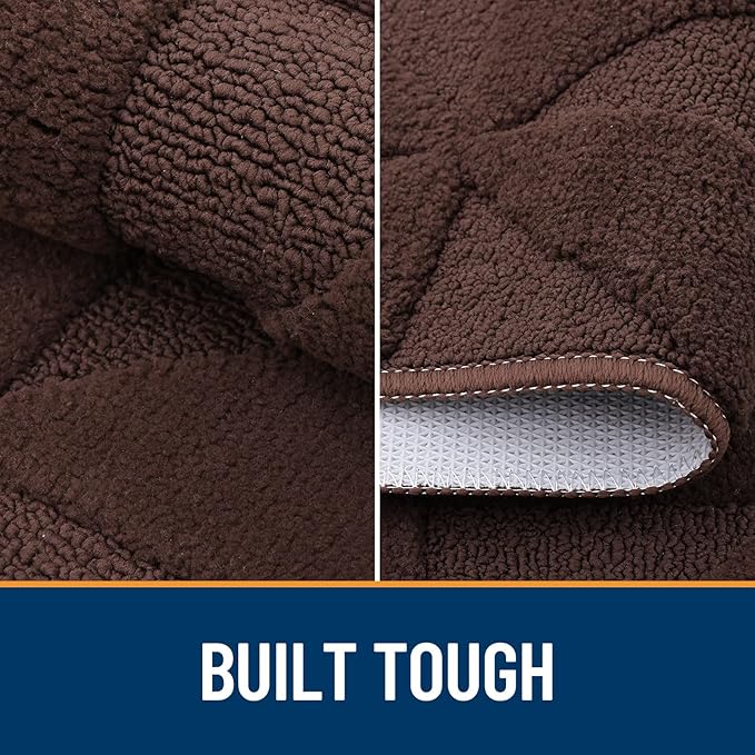 OLANLY Door Mats Indoor, Non-Slip, Absorbent, Dirt Resist, Entrance Washable Mat, Low-Profile Inside Entry Doormat for Entryway (36x24 inches, Dark Brown)