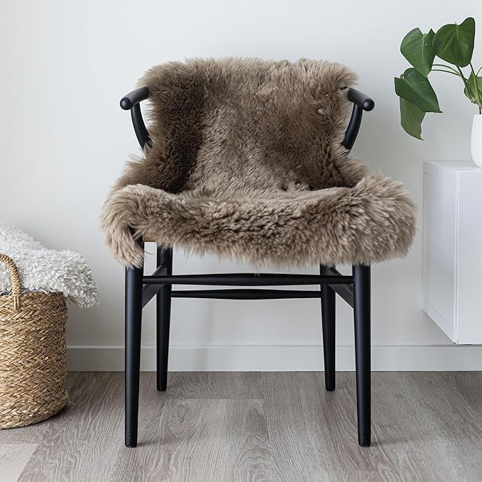 Sheepskin Long Hair 2x3 ft | Bedside Rugs for bedrooms, Sofa, Chair or The Dining Table | Each Sheepskin Rug is Unique and Created by Nature | Small Fluffy Rug in Color Light Brown