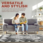 YHSF South West Native American Rug Ritz – Native Tribal American Indian Inspired Rug - Living Room, Bedroom, Hallway, Entryway & High-Traffic Area Rugs - Washable - Soft - Dark Grey, 5 Feet x 7 Feet