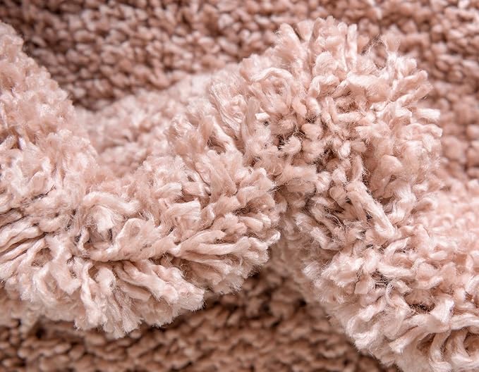Unique Loom Davos Shag Collection Area Rug - Solid (3' 3" Square, Dusty Rose)
