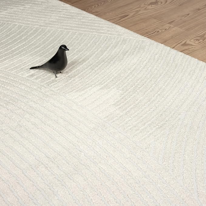 Abani Neutral Beige Area Rug 10' x 14' for Living Room, Bedroom - Zen Reiki Circles Pattern - Durable & Easy to Clean