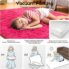 5x7 Area Rugs for Living Room, Fluffy Large Rugs for Bedroom, Soft Shag Fuzzy Non-Slip Carpet for Kids Boys and Girls Nursery Room Dorm Indoor Home Decor (Hot Pink, 5ft x 7ft)
