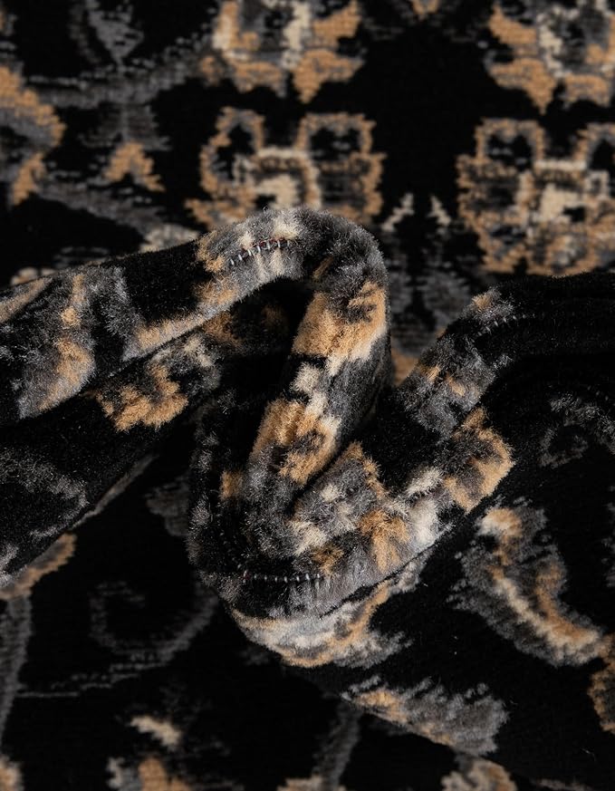 Unique Loom Sialk Hill Collection Area Rug - Washington (2' 2" x 8' 2" Runner Black/Gray)