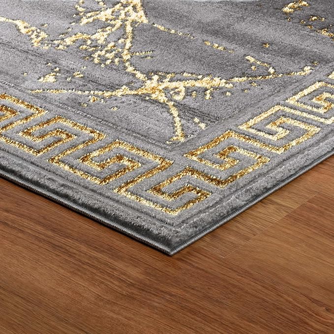 GLORY RUGS Area Rugs Marble 4x5 Grey Gold Carpet Modern Abstract Rug Living Room Dining Bedroom Rug