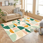 MUJOO Green Rug Boho Washable,4x6.5 Area Rugs for Bedroom Entryway Living Room Bedside,Small Throw Floor Carpet Non Slip Soft Indoor Modern Abstract Sage Green