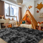Zentavio Black and Grey Area Rugs for Living Room Large Men Room Carpet 8x10 Bedroom Fluffy Furry Shag Aesthetic Plush High Pile Floor Rug for Kids Room Dorm Home Decor Gray