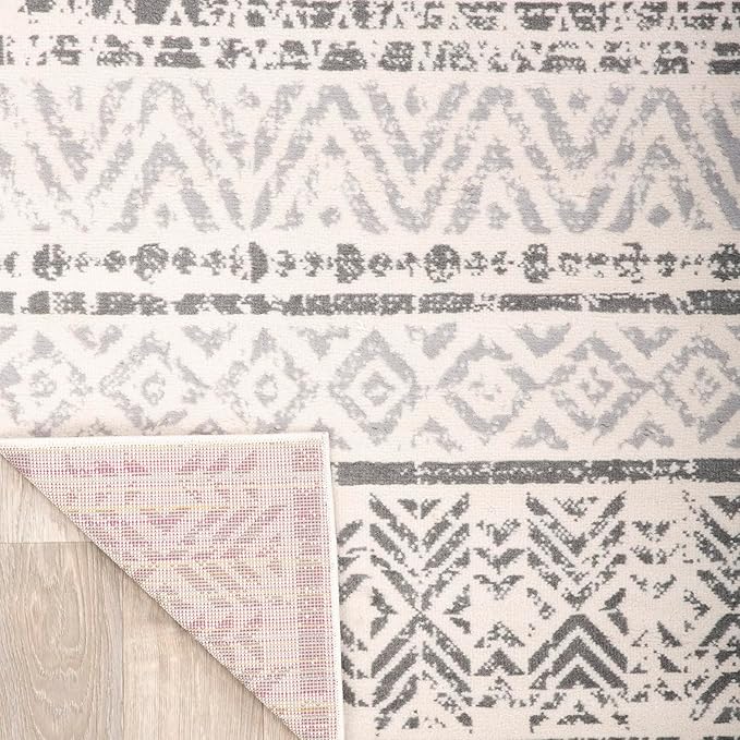 Rugshop Geometric Boho Perfect for high Traffic Areas of Your Living Room,Bedroom,Home Office,Kitchen Area Rug 12' x 15' Gray
