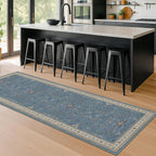 Boho 2x6 Non Slip Kitchen Rug Runner - Light Blue Washable Rug for Bathroom, Laundry Room, Hallway, Non Slip with Rubber Backing, Floral Eclectic Unique Runner Décor